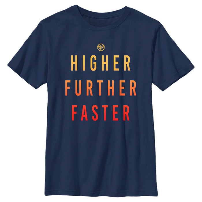 fifth sun Boy's Marvel Captain Marvel Higher Further Faster T-Shirt