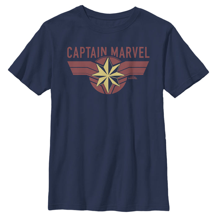 fifth sun Boy's Marvel Captain Marvel Large Emblem T-Shirt
