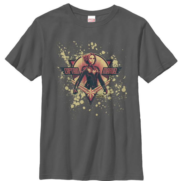 fifth sun Boy's Marvel Captain Marvel Paint Splatter Hero T-Shirt