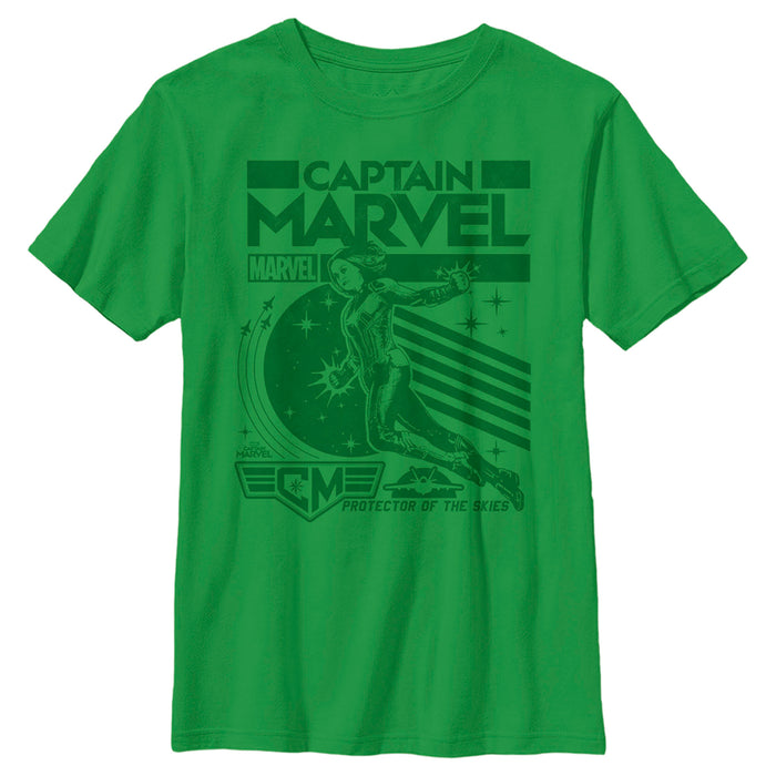 fifth sun Boy's Marvel Captain Marvel Protector of the Skies Poster T-Shirt