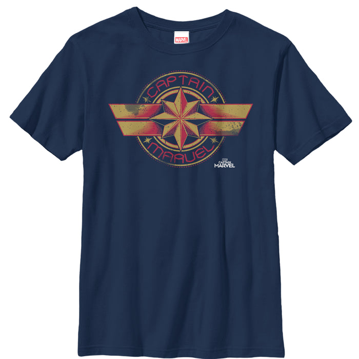 fifth sun Boy's Marvel Captain Marvel Retro Star Emblem T-Shirt