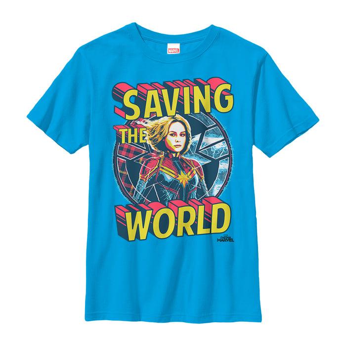 fifth sun Boy's Marvel Captain Marvel Saving the World T-Shirt