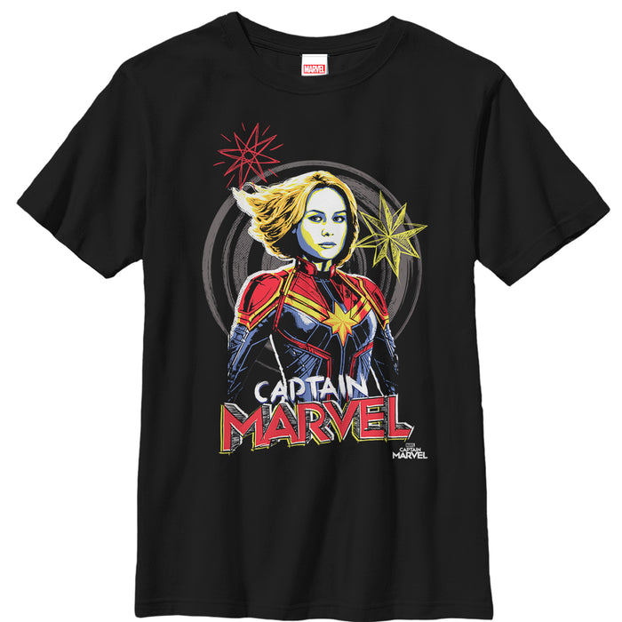 fifth sun Boy's Marvel Captain Marvel Sketch Profile T-Shirt