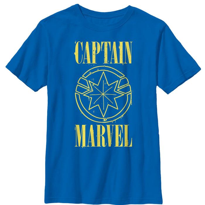 Fifth Sun Boy's Marvel Captain Marvel Stained Star Symbol T-Shirt