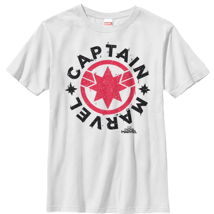 fifth sun Boy's Marvel Captain Marvel Star Symbol Circle T-Shirt