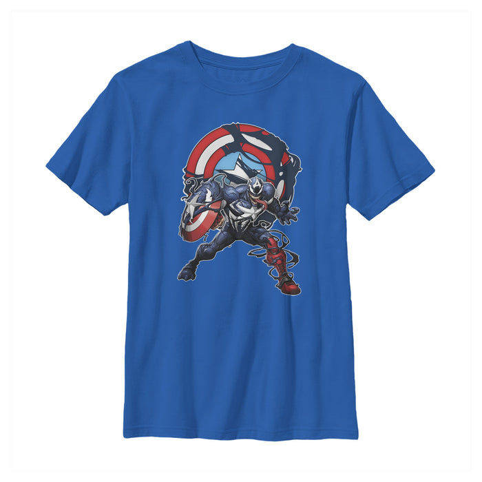 fifth sun Boy's Marvel Captain Venom Shield Logo T-Shirt