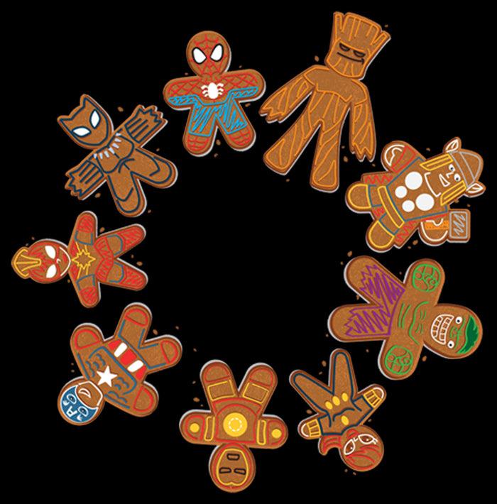 Fifth Sun Boy's Marvel Christmas Gingerbread Cookie Circle Pull Over Hoodie