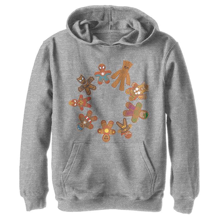 Fifth Sun Boy's Marvel Christmas Gingerbread Cookie Circle Pull Over Hoodie