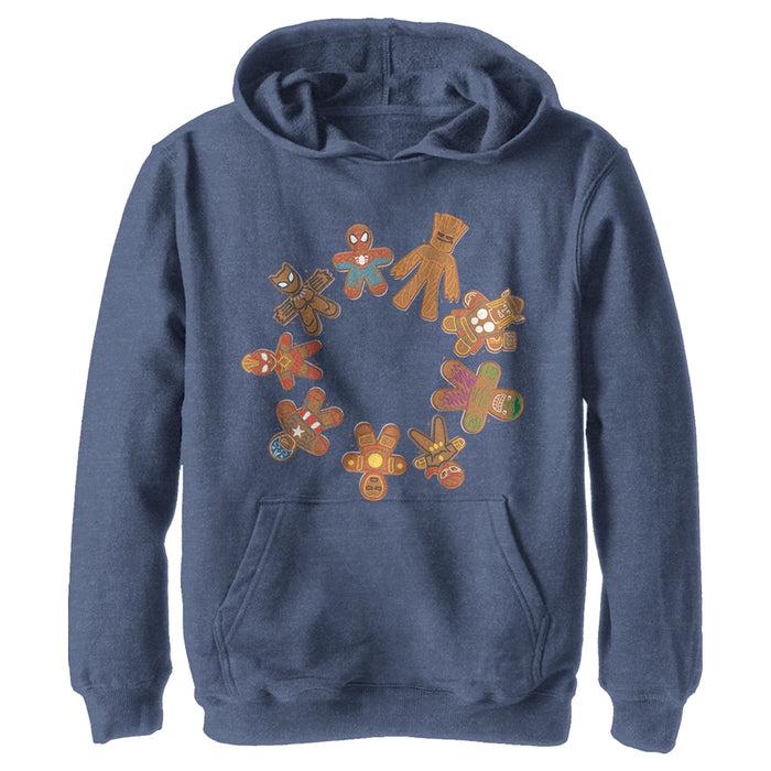Fifth Sun Boy's Marvel Christmas Gingerbread Cookie Circle Pull Over Hoodie