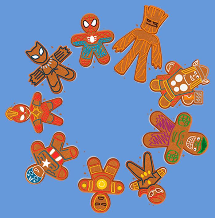 Fifth Sun Boy's Marvel Christmas Gingerbread Cookie Circle Performance Tee
