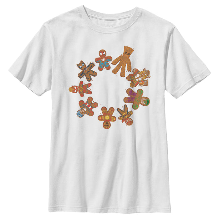 Fifth Sun Boy's Marvel Christmas Gingerbread Cookie Circle T-Shirt