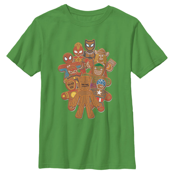 fifth sun Boy's Marvel Christmas Gingerbread Cookie Heroes T-Shirt
