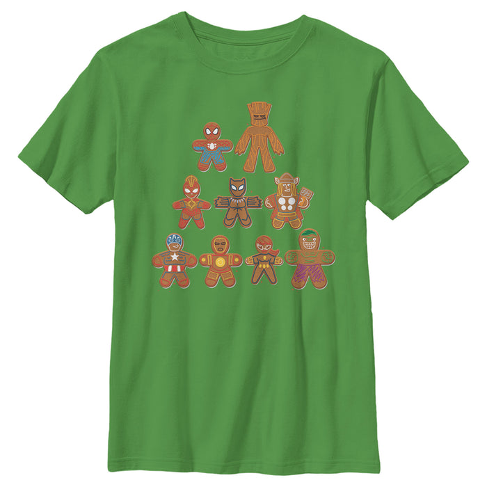 fifth sun Boy's Marvel Christmas Gingerbread Cookie Tree T-Shirt
