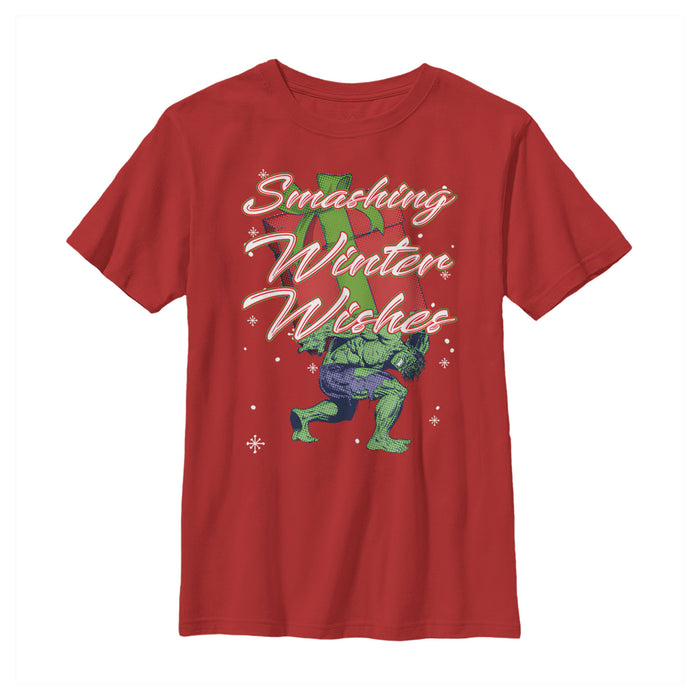 fifth sun Boy's Marvel Christmas Hulk Wishes T-Shirt