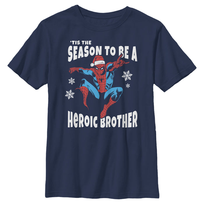 fifth sun Boy's Marvel Christmas Spider-Man Heroic Brother T-Shirt