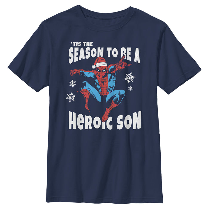fifth sun Boy's Marvel Christmas Spider-Man Heroic Son T-Shirt