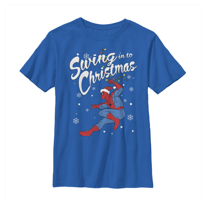 fifth sun Boy's Marvel Christmas Spider-Man Swing T-Shirt