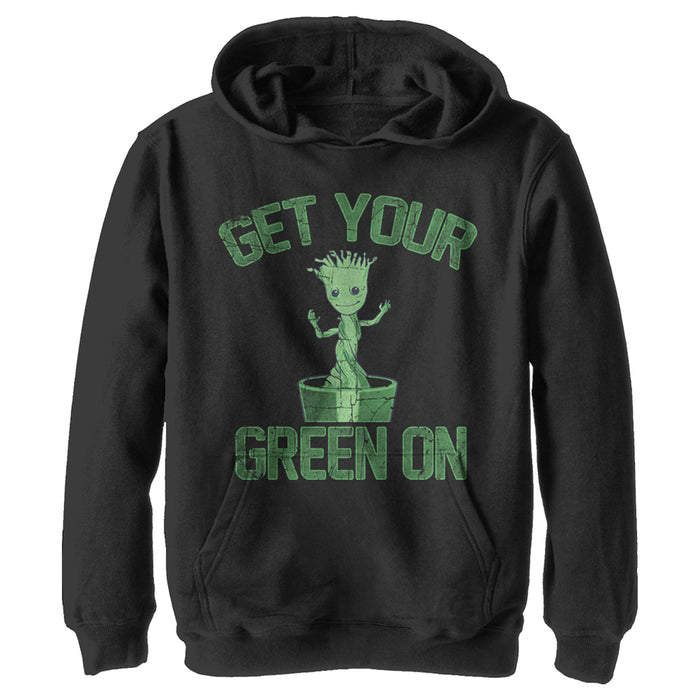 fifth sun Boy's Marvel Groot St. Patrick's Day Get Your Green On Pull Over Hoodie