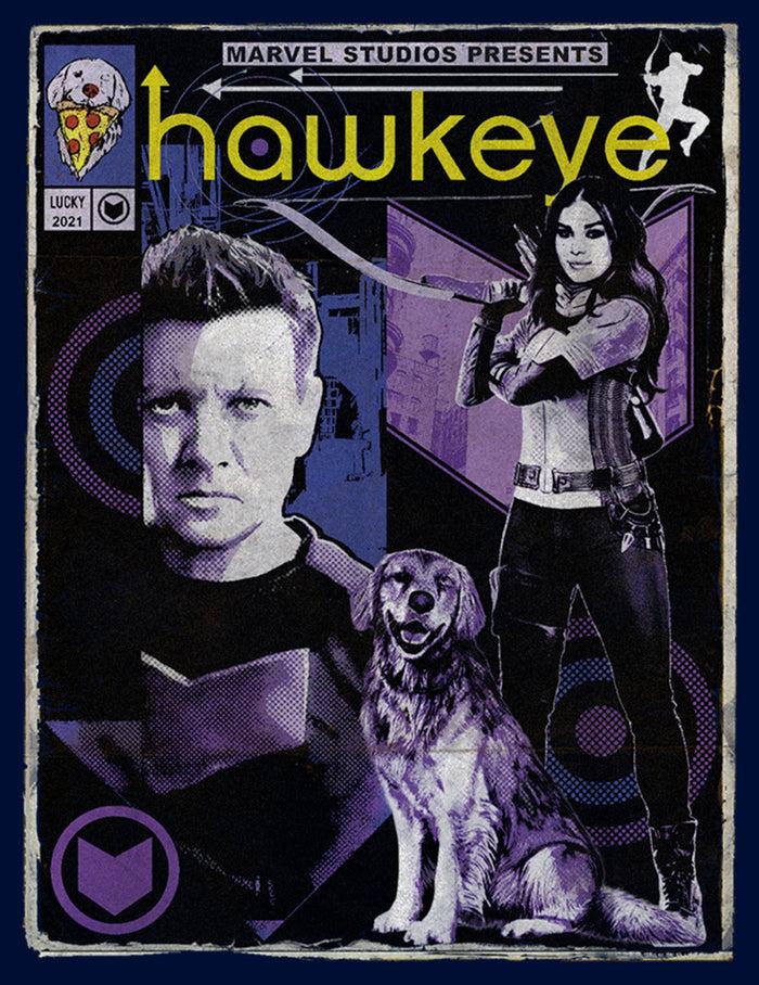 Fifth Sun Boy's Marvel Hawkeye Bishop And Lucky The Pizza Dog Comic Cover T-Shirt