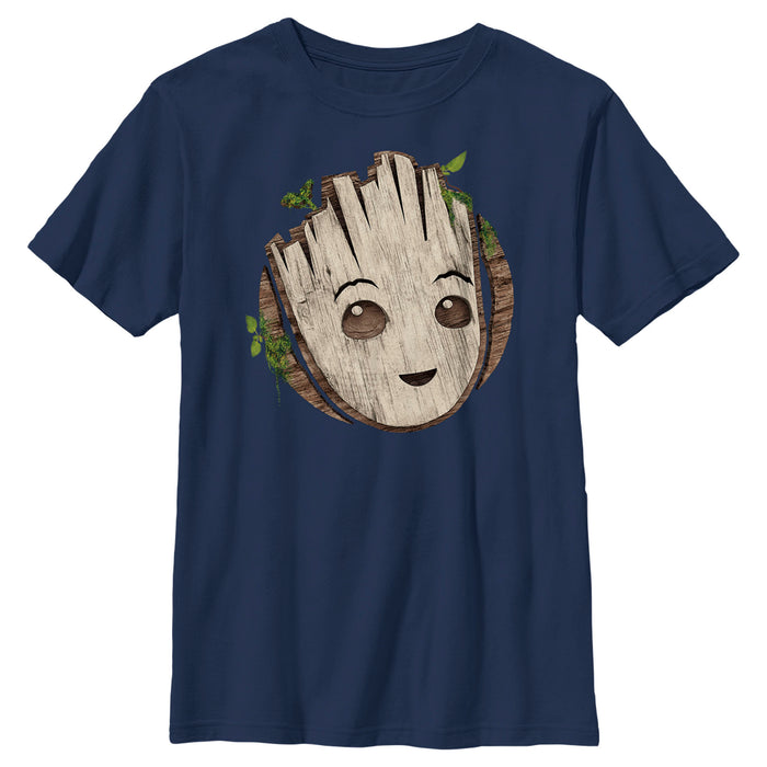fifth sun Boy's Marvel: I am Groot Cute Smiling Groot Face T-Shirt