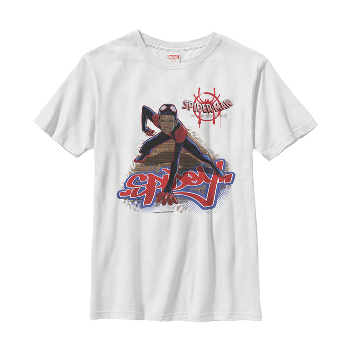 fifth sun Boy's Marvel Spider-Man: Into the Spider-Verse Miles Brick Climb T-Shirt