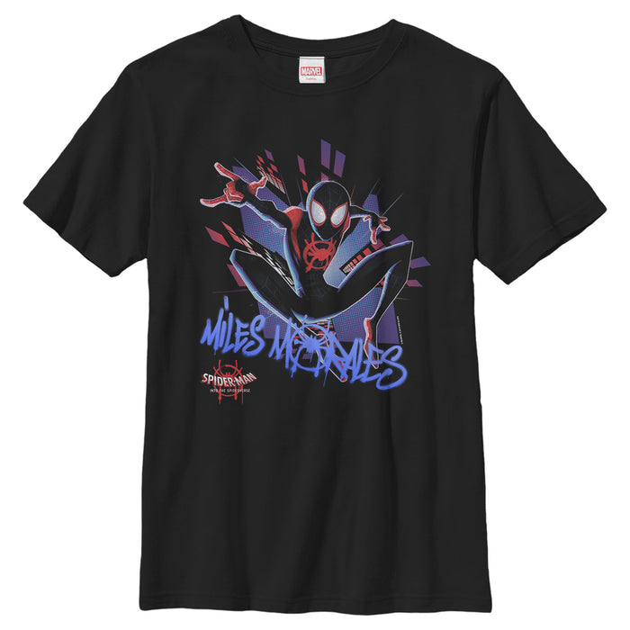 fifth sun Boy's Marvel Spider-Man: Into the Spider-Verse Miles Graffiti T-Shirt