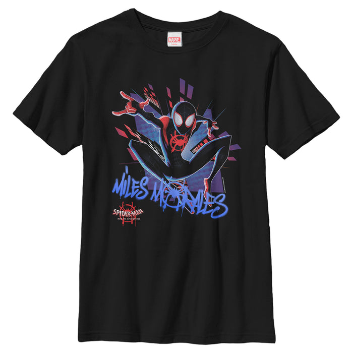 fifth sun Boy's Marvel Spider-Man: Into the Spider-Verse Miles Graffiti T-Shirt