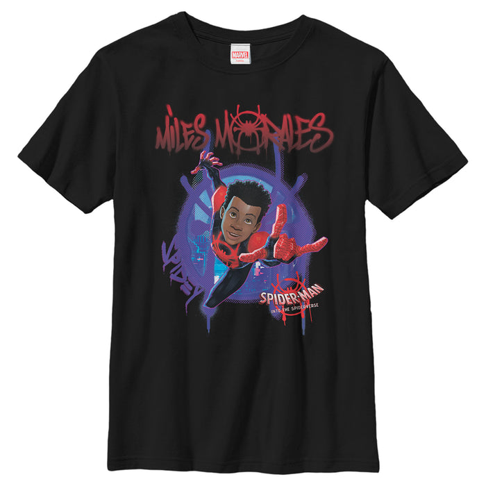 fifth sun Boy's Marvel Spider-Man: Into the Spider-Verse Miles Morales Splat T-Shirt