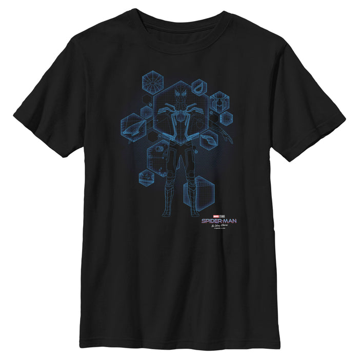 fifth sun Boy's Marvel Spider-Man: No Way Home Black Suit Blueprint T-Shirt