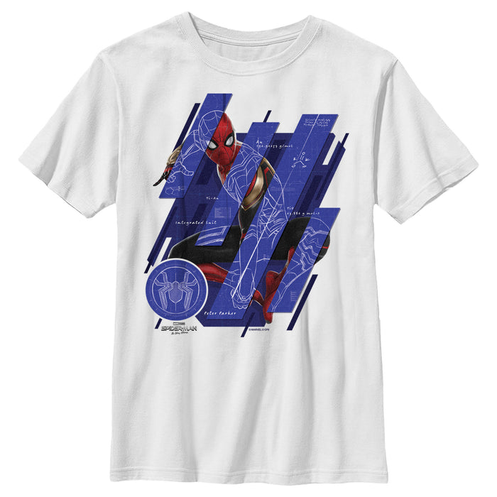 fifth sun Boy's Marvel Spider-Man: No Way Home Suit Blueprint Panels T-Shirt