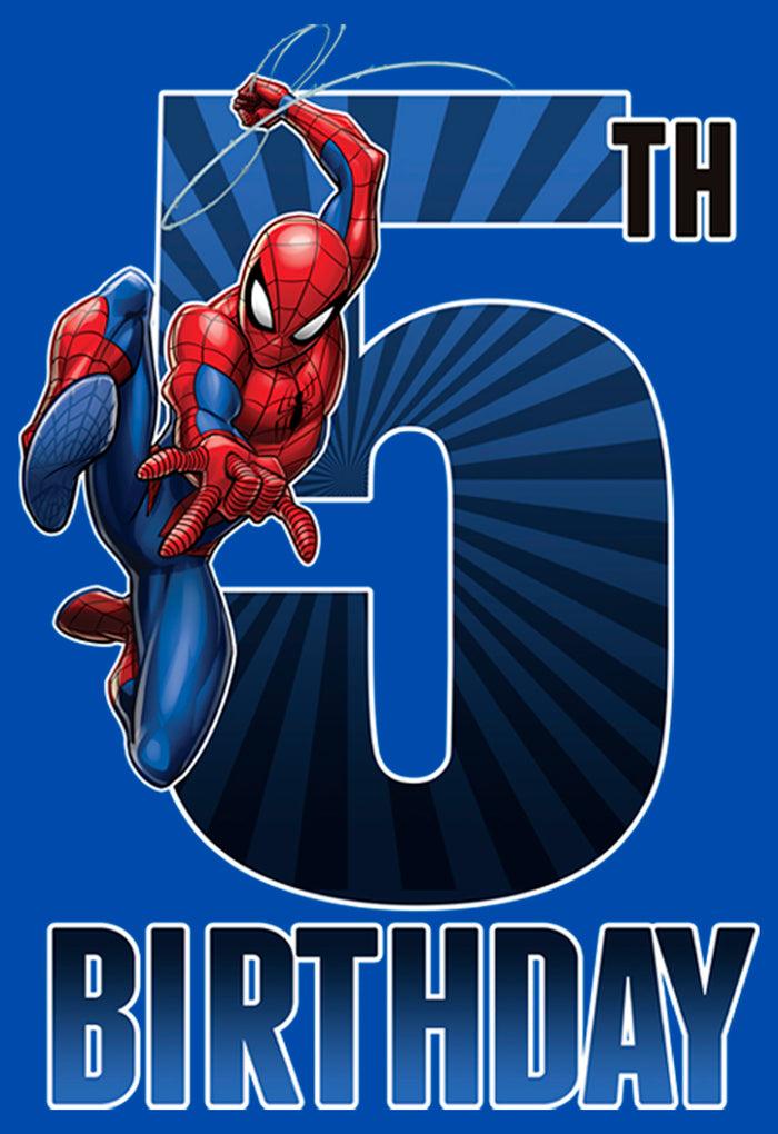 Fifth Sun Boy's Marvel Spider-Man Swinging 5th Birthday T-Shirt