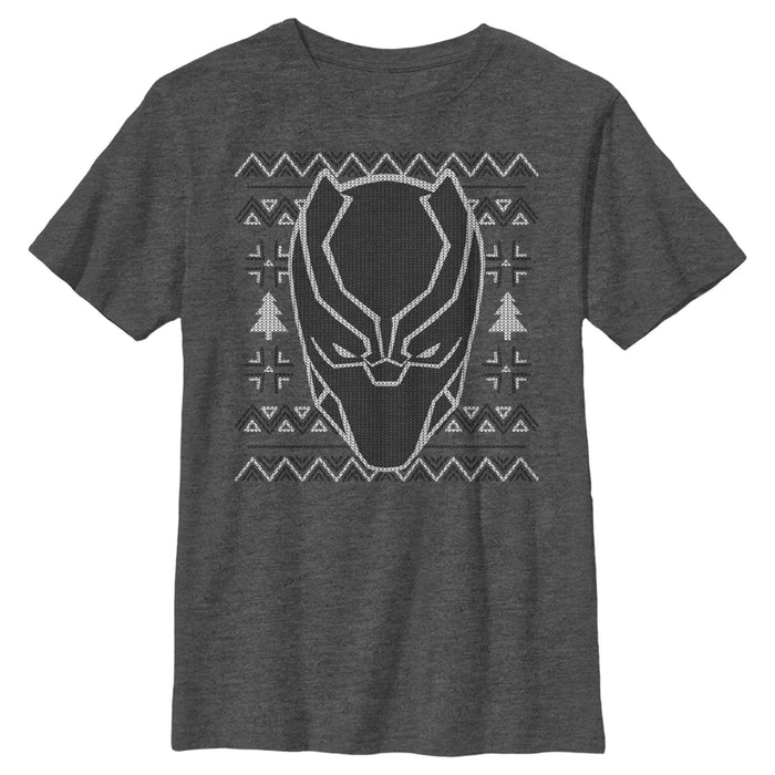 fifth sun Boy's Marvel Ugly Christmas Panther Mask T-Shirt