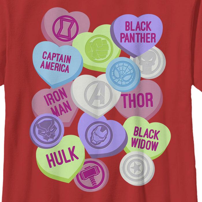 Fifth Sun Boy's Marvel Valentine's Day Candy Heart Heroes T-Shirt