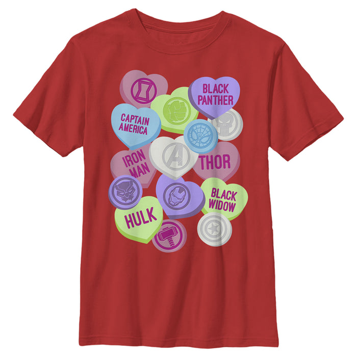 fifth sun Boy's Marvel Valentine's Day Candy Heart Heroes T-Shirt