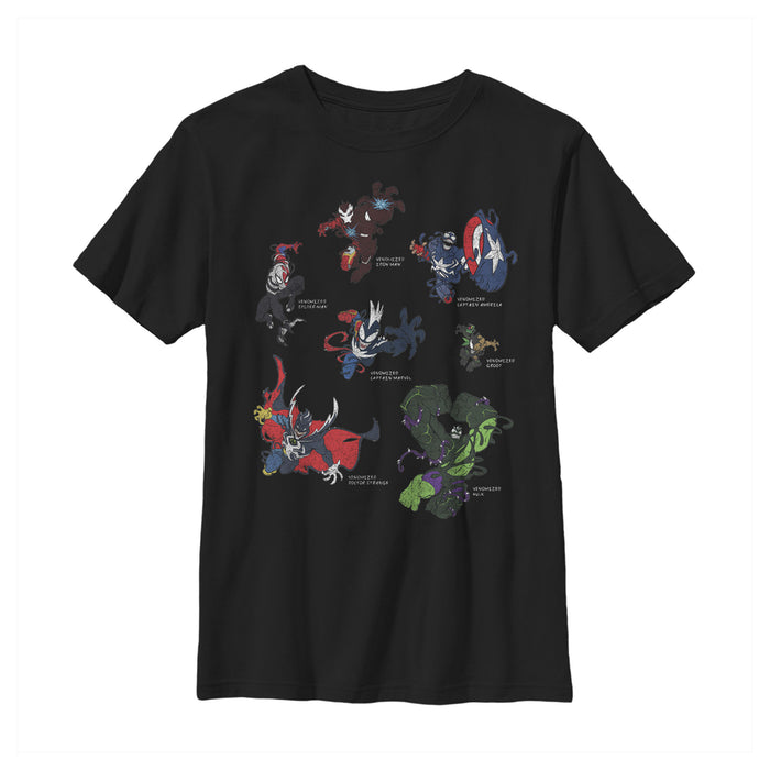 fifth sun Boy's Marvel Venomized Hero Circle T-Shirt