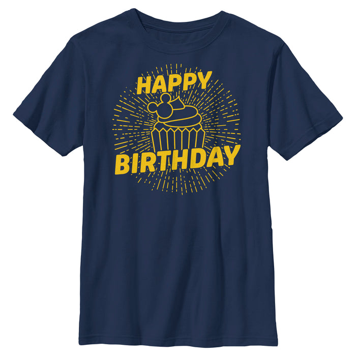 fifth sun Boy's Mickey & Friends Happy Birthday Cupcake T-Shirt