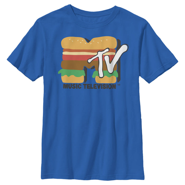 fifth sun Boy's MTV Burger Cross Section Logo T-Shirt