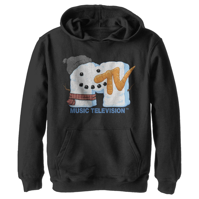 fifth sun Boy's MTV Christmas Logo Snowman Pull Over Hoodie