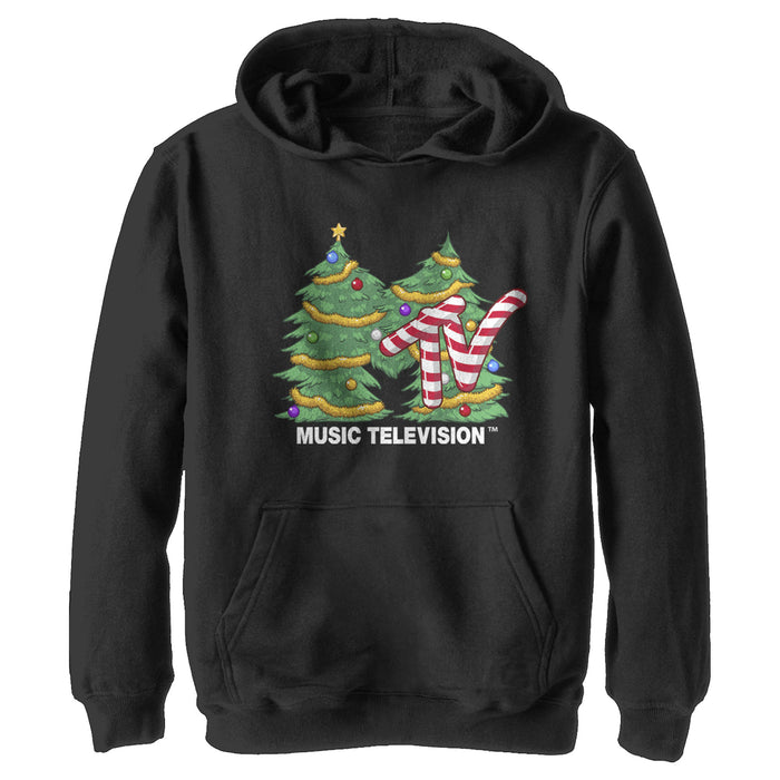 fifth sun Boy's MTV Christmas Tree Logo Pull Over Hoodie