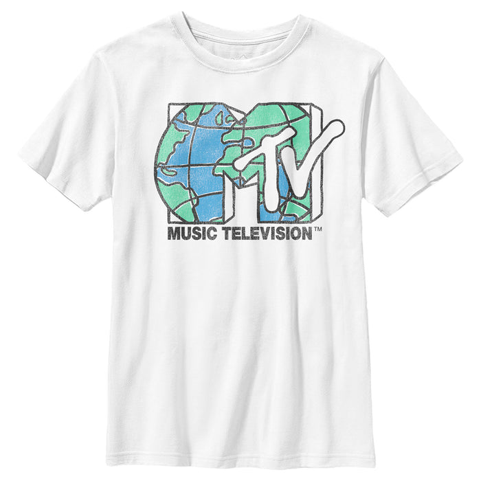 fifth sun Boy's MTV Distressed Earth Day Logo T-Shirt