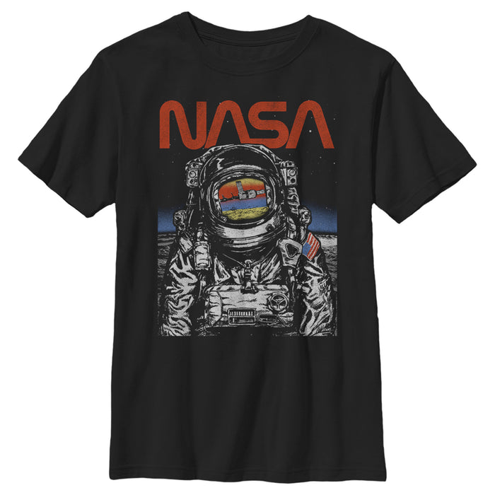 fifth sun Boy's NASA Astronaut Moon Reflection Vintage Retro T-Shirt