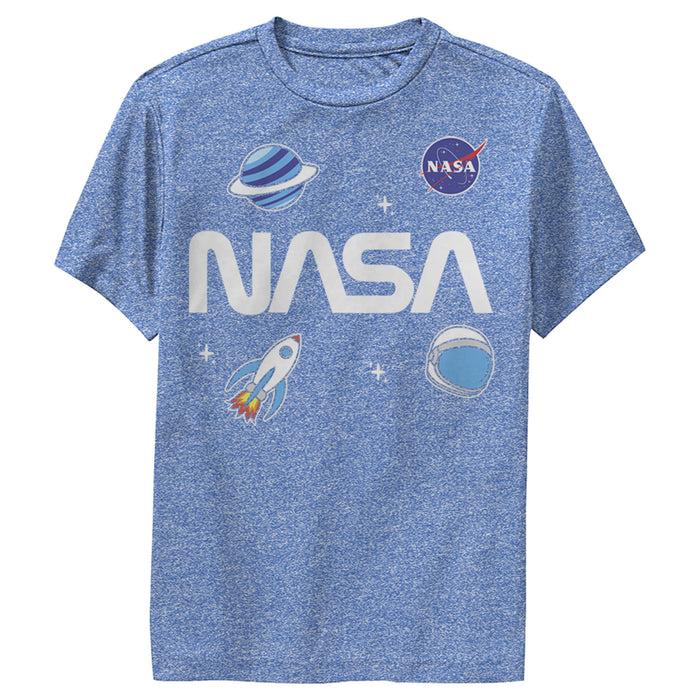 fifth sun Boy's NASA Logo Space Emoji Performance Tee