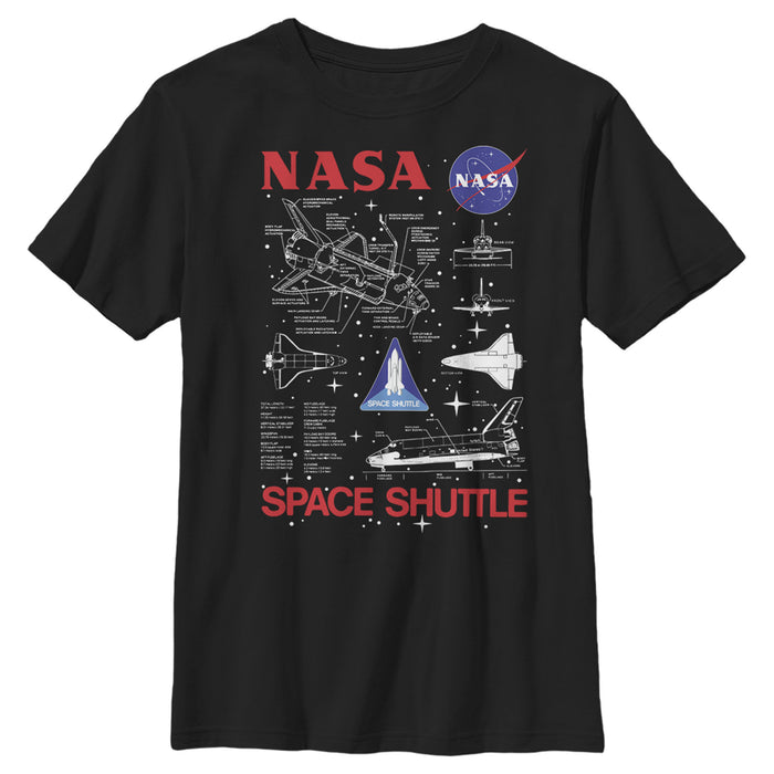 fifth sun Boy's NASA Space Shuttle Schematic Details T-Shirt