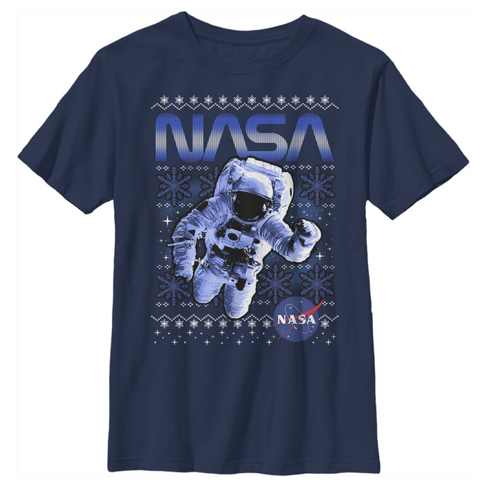 Fifth Sun Boy's NASA Ugly Christmas Astronaut Print T-Shirt