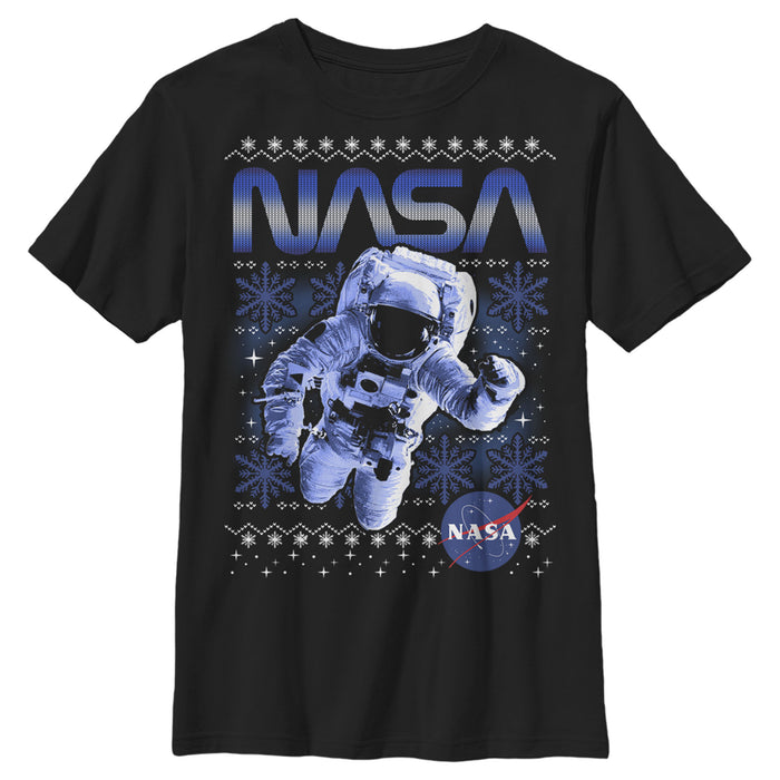 fifth sun Boy's NASA Ugly Christmas Astronaut Print T-Shirt
