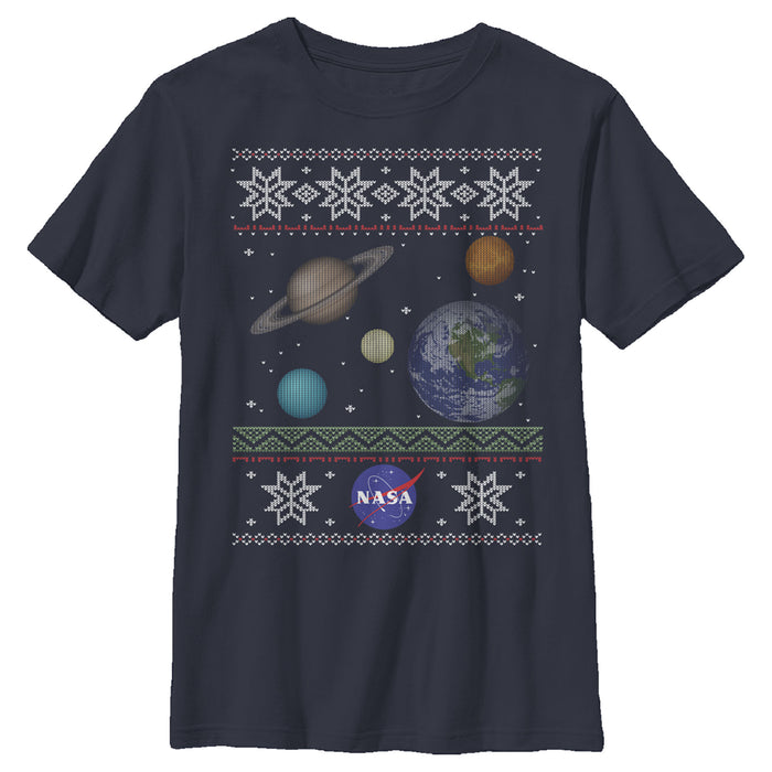 fifth sun Boy's NASA Ugly Christmas Planet Print T-Shirt
