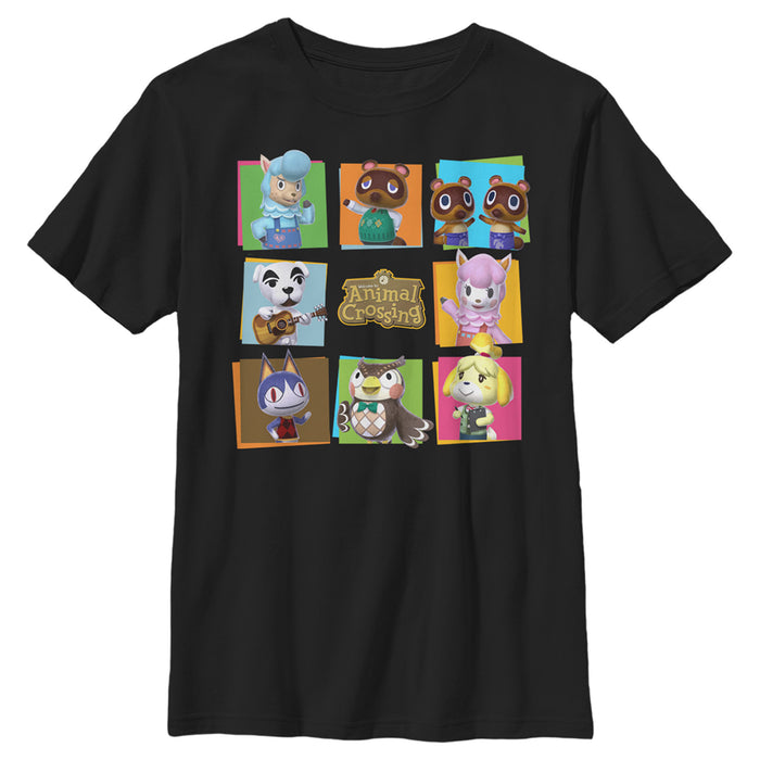 fifth sun Boy's Nintendo Animal Crossing Group Shot Panels T-Shirt