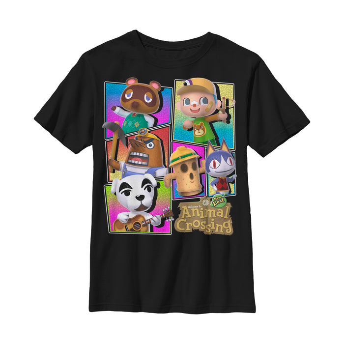 fifth sun Boy's Nintendo Animal Crossing New Leaf Panels T-Shirt