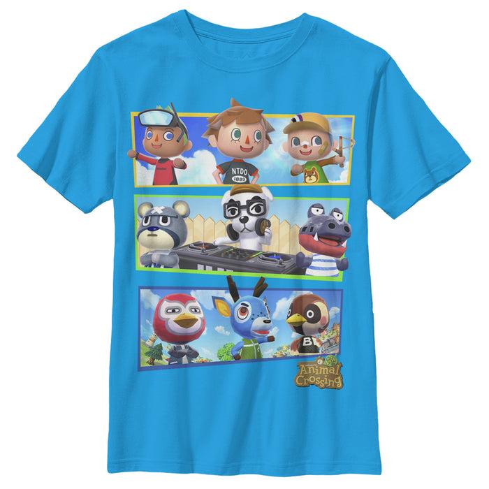 fifth sun Boy's Nintendo Animal Crossing Panels T-Shirt