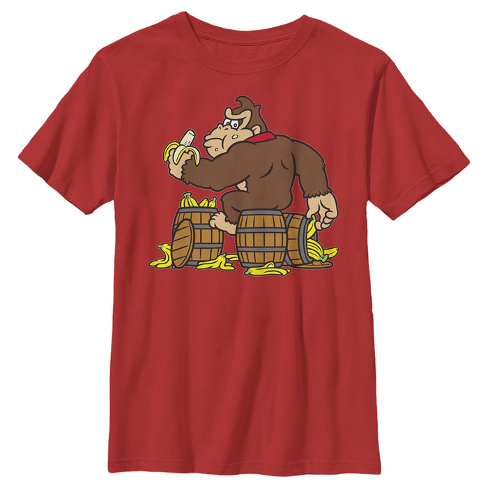 fifth sun Boy's Nintendo Donkey Kong Banana Barrels T-Shirt